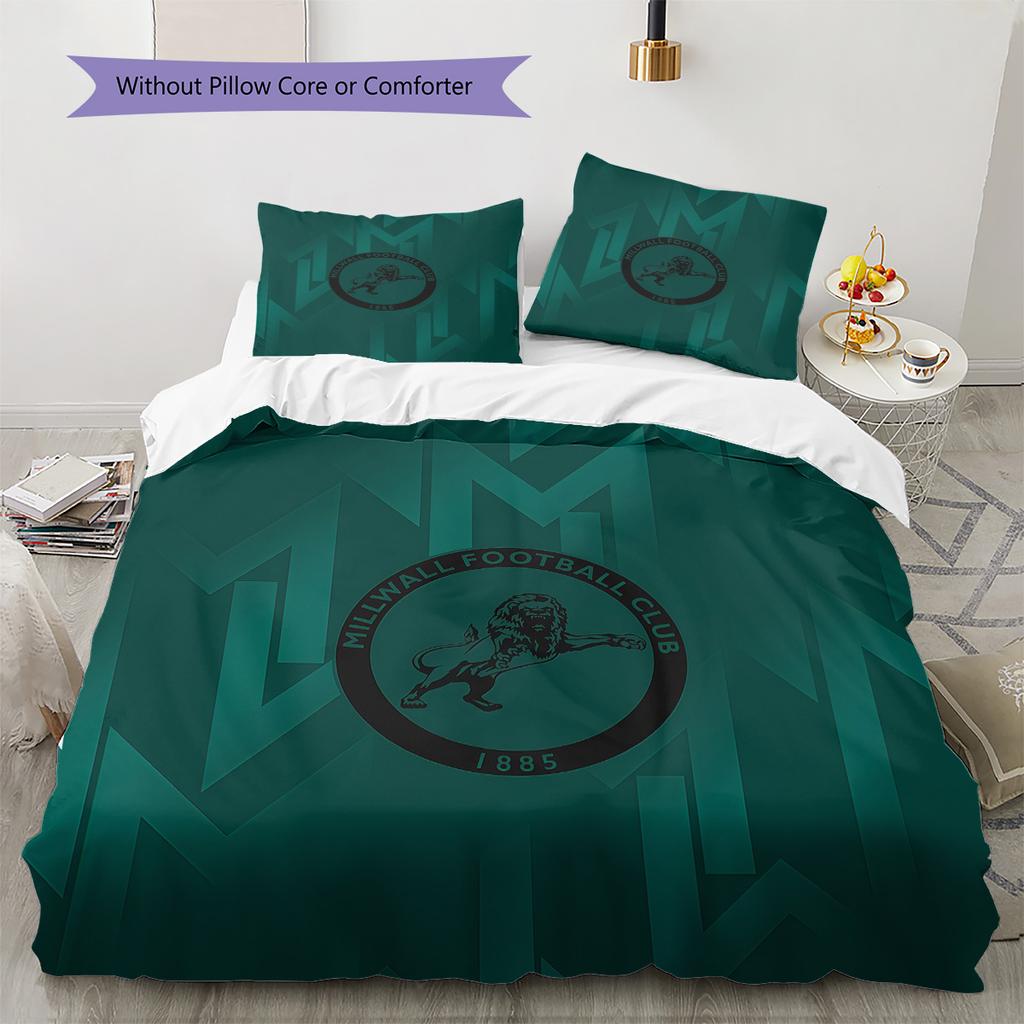 Millwall FC Pattern Bedding Quilt Set Home Decoration Gift (1 * Duvet Cover + 2 * Pillowcase Without Core).xwn
