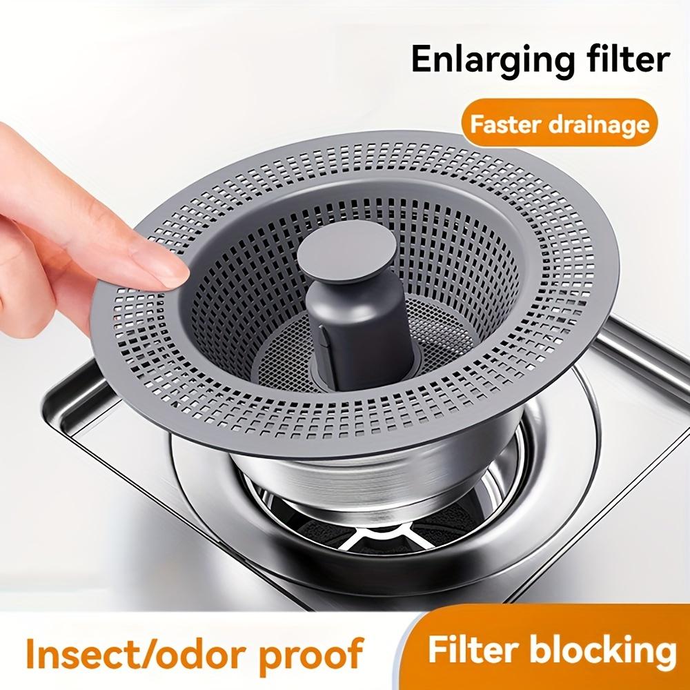 Kitchen Sink Strainer 304 Stainless Steel Leak Proof Plug and Pressure Design Core Fine Filter Safet Sink Drain Strainer