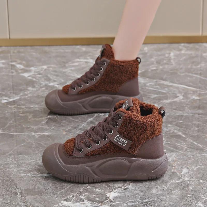 

Женские зимние высокие хлопковые ботинки для снега 2024 года — мягкие, с толстой подошвой, нескользящие, спортивная обувь для отдыха 40 коричневый