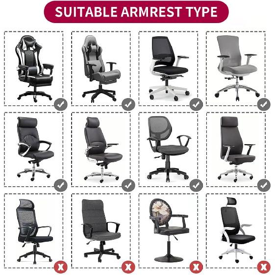 1 Pair Office Chair Armrest Covers Stretch Jacquard Computer Chair Arm Pad Covers Removable Arm Slipcovers Protectors for Office Computer, Desk,