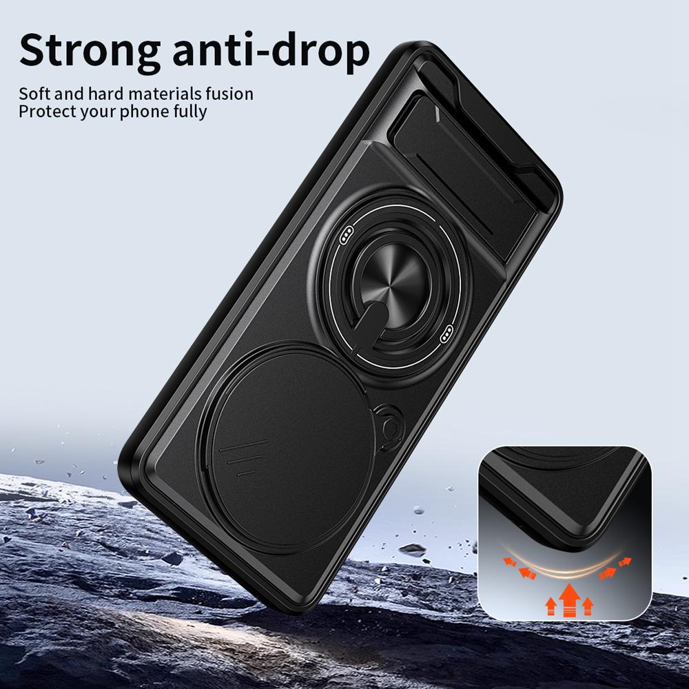 KEYSION Magnetic Phone Case for IQOO Z10 5G Slide Camera Protection Upright Kickstand 360° Ring Shockproof Cover for IQOO Z10