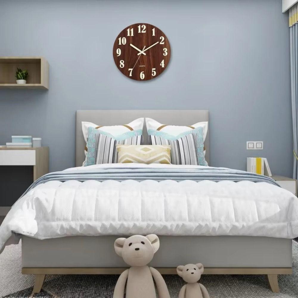 Wood Grain Luminous Wall Clock Fashion Quartz Wall Clock Silent Digital Clock  Wall Decor