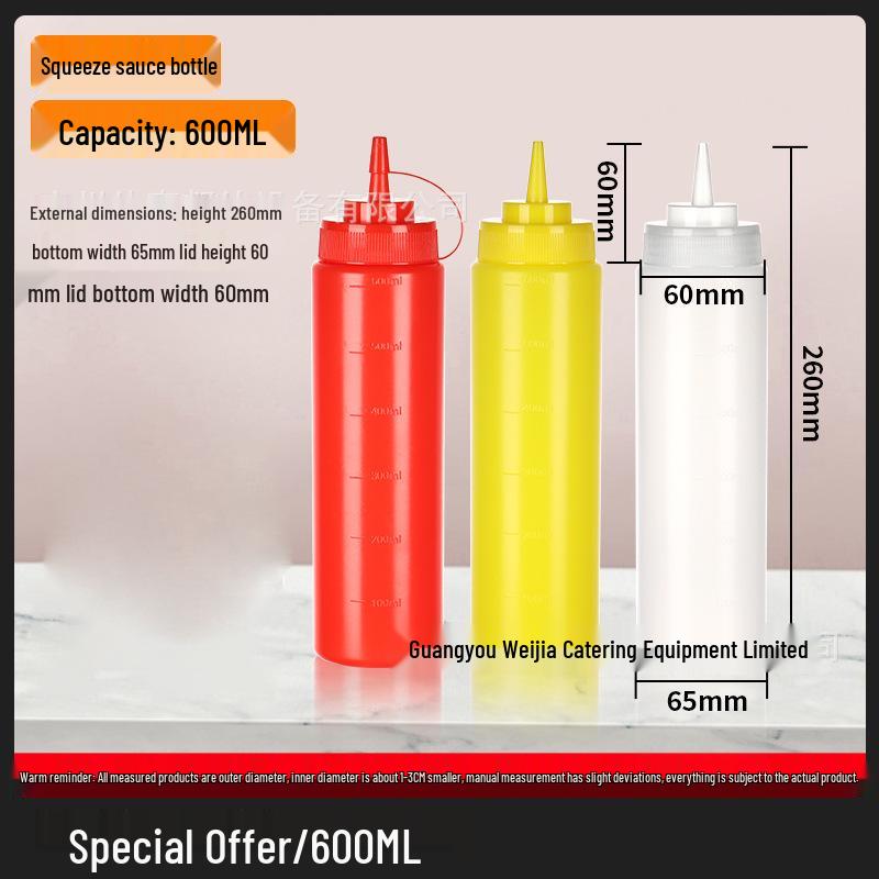 Flacone Squeeze in Plastica a Tre Fori con Ugello per Condimenti - Ideale per Salsa per Insalata, Ketchup, Salsa di Soia e Condimenti.