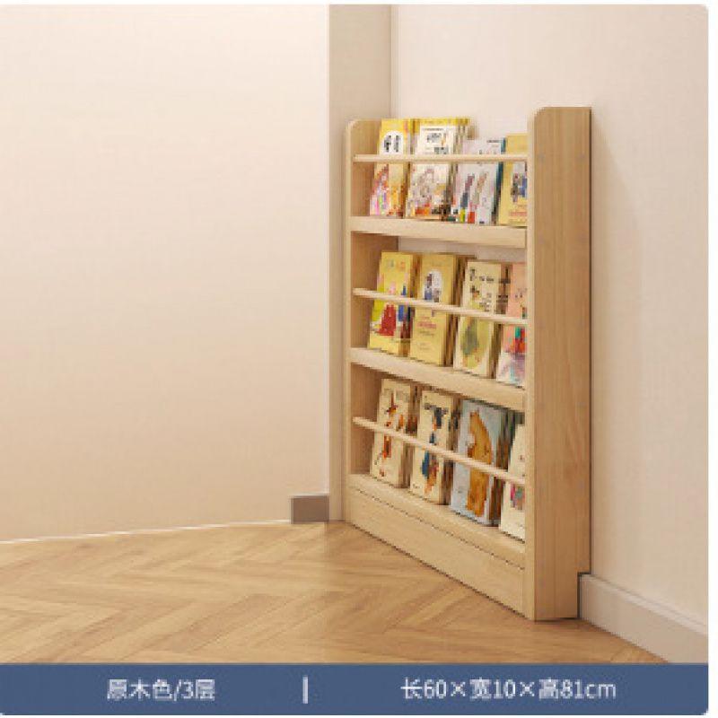 Behind the Door Bookshelf, Solid Wood Wall-mounted Storage Rack, Narrow Bookcase for Children's Rooms, Multi-layer Cabinet