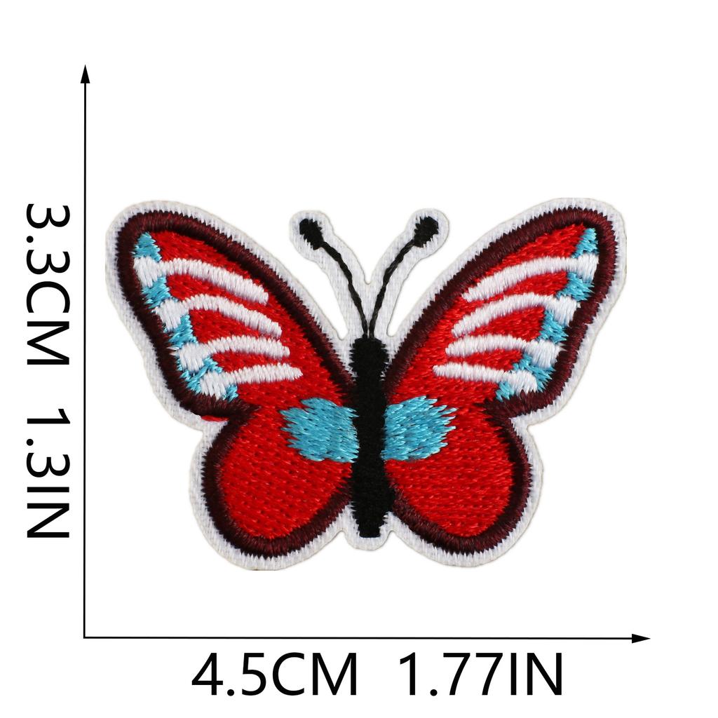Butterfly World Embroidery Cloth Sticker Colored Flower Butterfly Computer Embroidery Label Clothes Decorative Patch Sticker Blue Butterfly