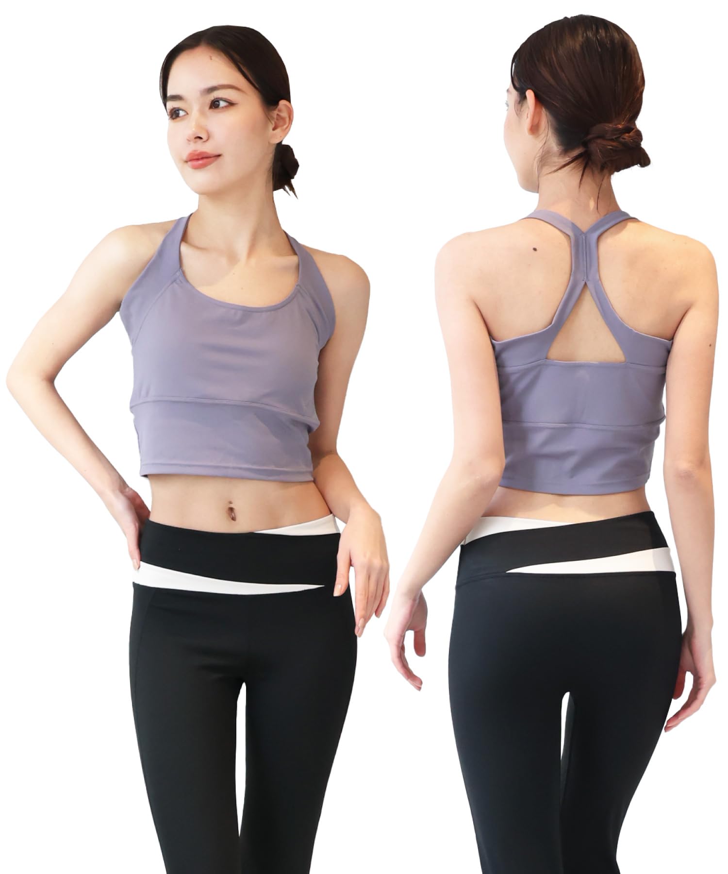 

Майка для йоги ON NISHIKI и спортивная одежда для и домашних тренировок, комплект из 2 предметов, леггинсы, двухцветный, фитнес, бег, тренировки, спортзал, (Сирень лиловый