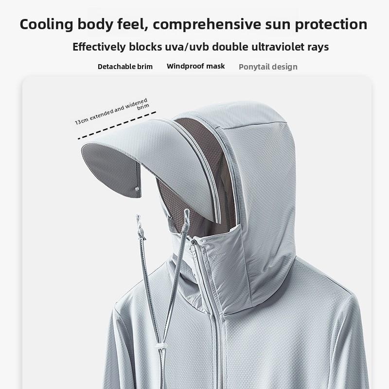 Ropa protectora solar verano anti-ultravioleta ropa para la piel hombres con ala desmontable pesca protección solar UPF50+