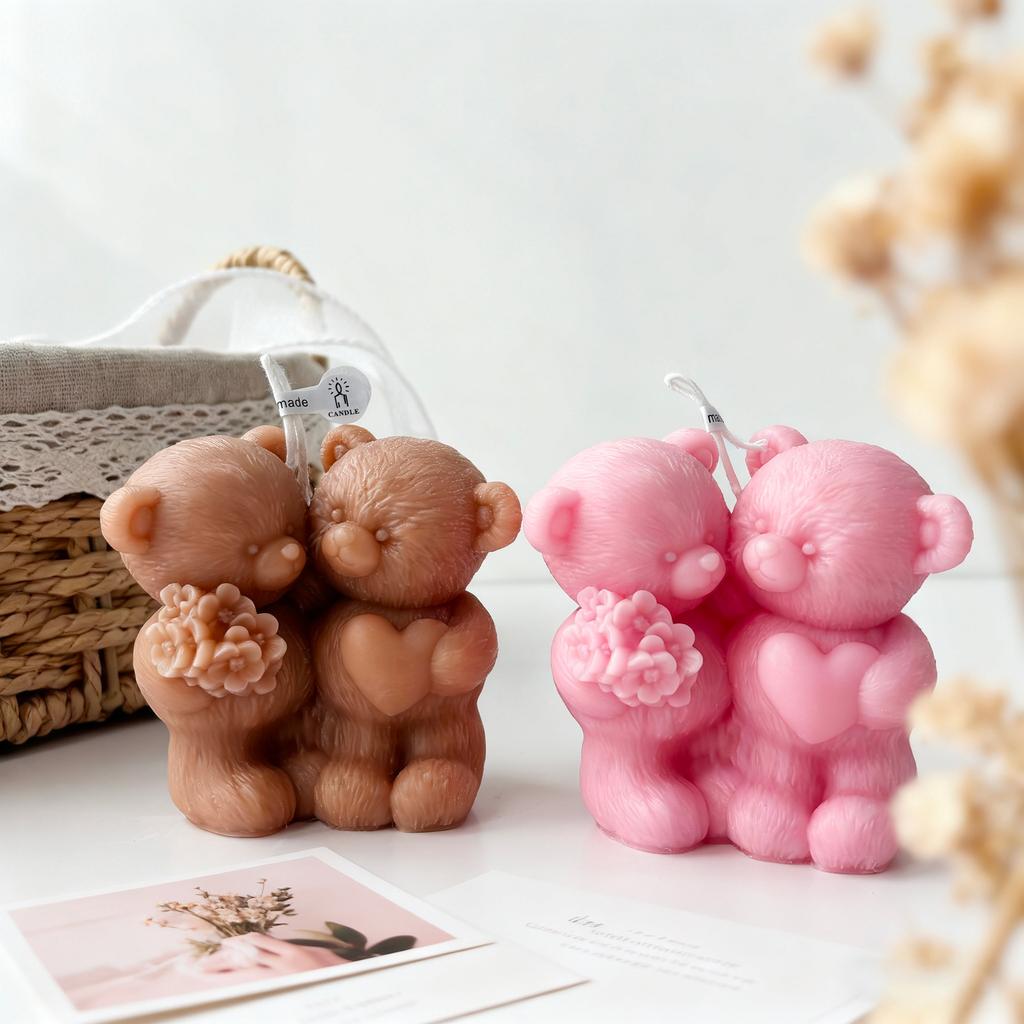 Handmade Bear Candles Couple Bear Soy Wax Decorative Valentine's Day Gifts & Home Decor Scented Candle