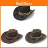 Vintage Western Cowboy Hat With Wide Brim For Sun Protection And Breathability