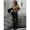 Leopard Knitted Sweaters Woman Vintage Style Loose Jumper Blouse Women Autumn Winter O-Neck Bottoming Pullovers