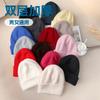 % Wool Double-layer Thickened Hat Warm Knitted Wool Hat Solid Color Simple Men's and Women's Hats Spot