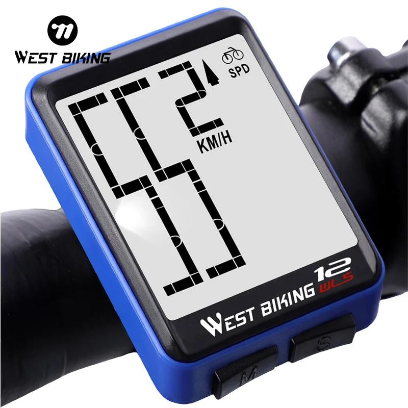 WEST BIKING Wireless Road Bike Computer Large Screen Bicycle Speedometer White Backlight Waterproof Odometer Cycling Stopwatch