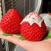 Strawberry Squeeze Toy Soft Stress Ball TPR Slow Rebound Decompression Toy Realistic Pink White Strawberry Shape Portable Fidget Toy