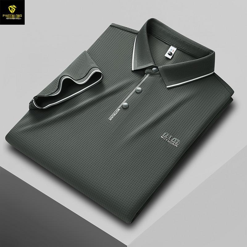 

High-End Summer 190g Cotton Spandex Men s Polo: Four-Button Lapel with Letter Logo, Ideal for Middle-Aged Business Wear. XL