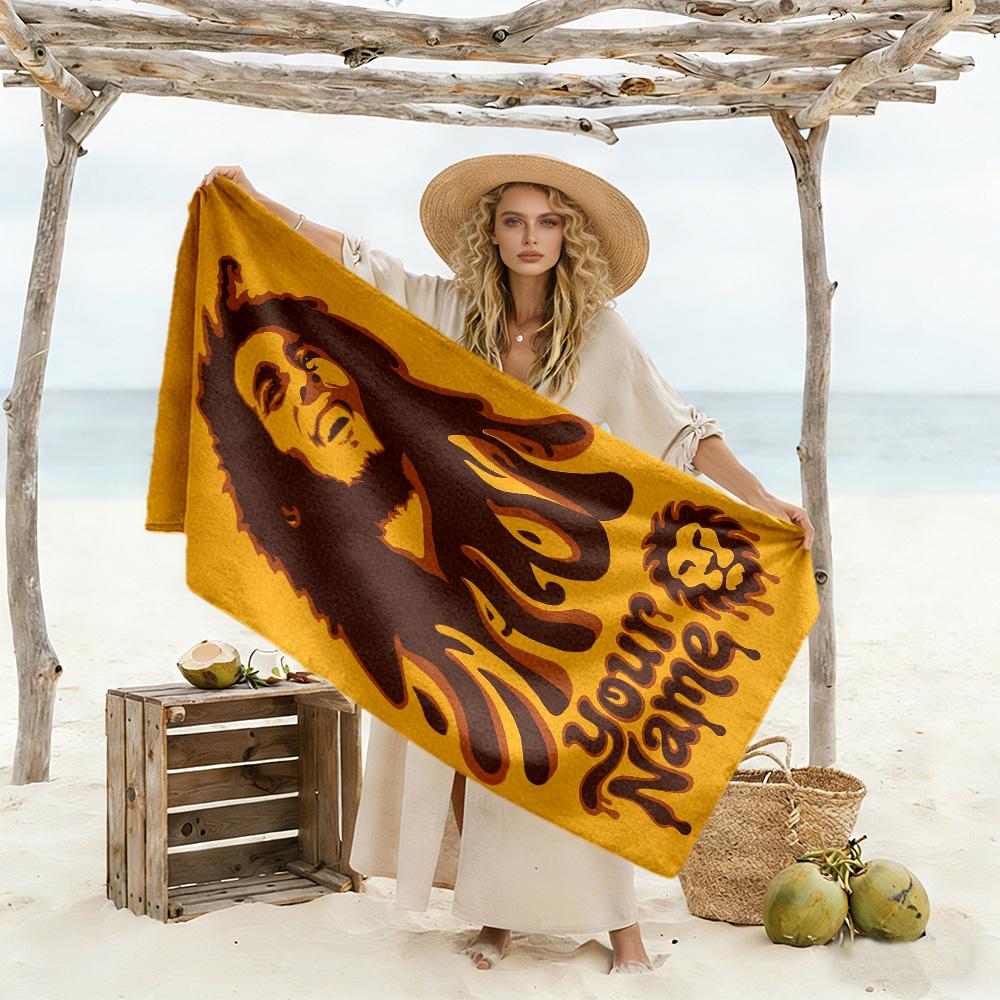 Bob Marley Customize Your Name Beach Towel Super Soft & Absorbent Portable for SwimmingBeachCamping Travel Beach AccessoriesGym