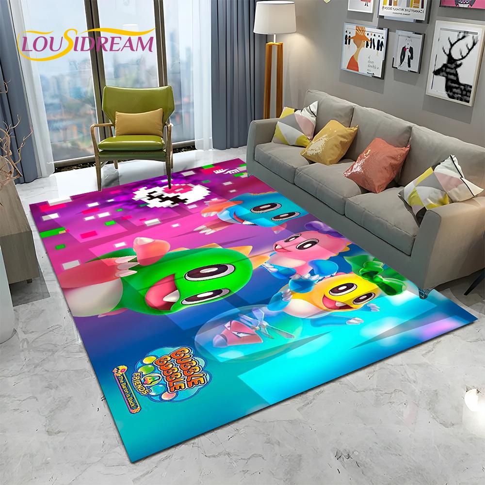 Cartoon Bubble Bobble Game Gamer Carpet Rug for Home Living Room Bedroom Sofa Doormat Decor,kid Play Area Rug Non-slip Floor Mat