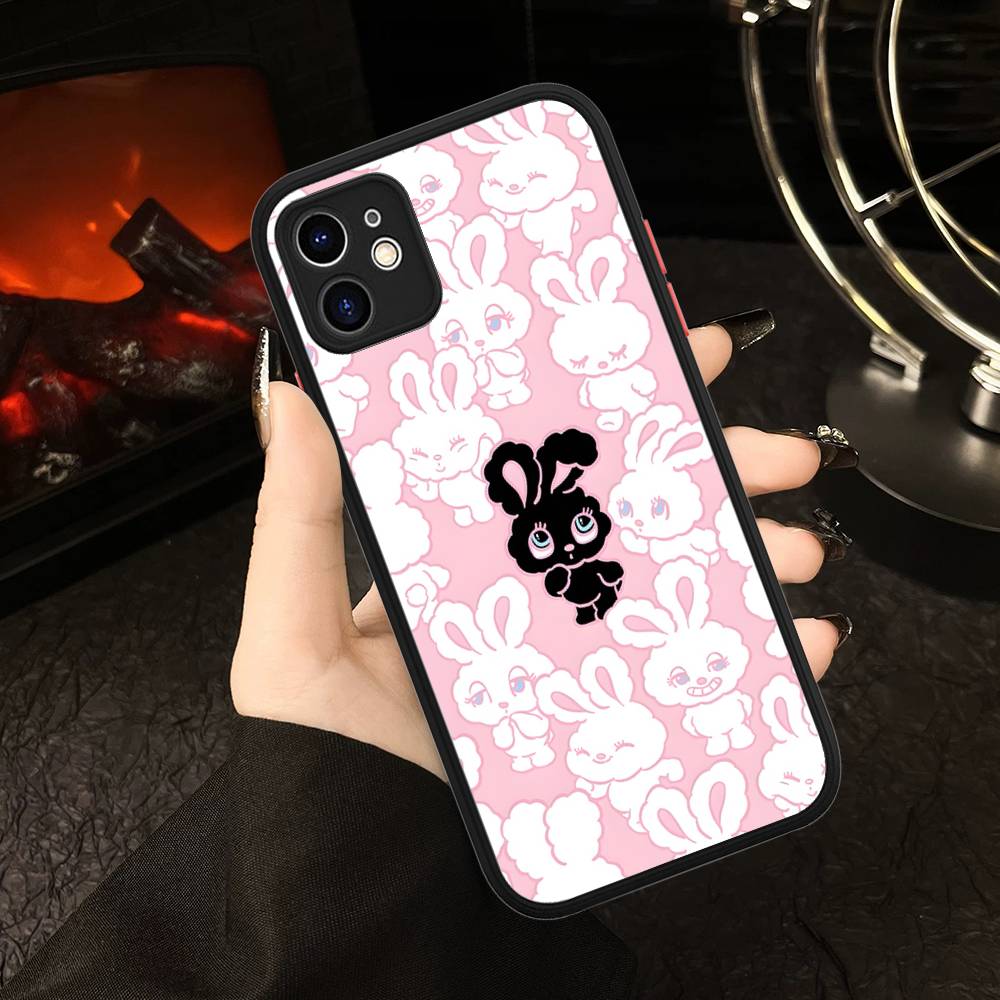 Cute Cartoon Esthers Bunny For IPhone 15 16 Pro Max 11 12 13 14 XS XR X Plus 16E Matte Translucent Phone Cover