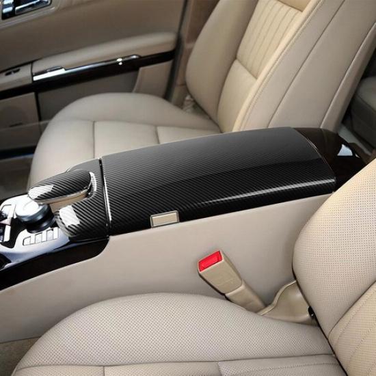 3x Gloss Black ABS Car Central Armrest Box Stick Trim For Benz S W221 2008-2012