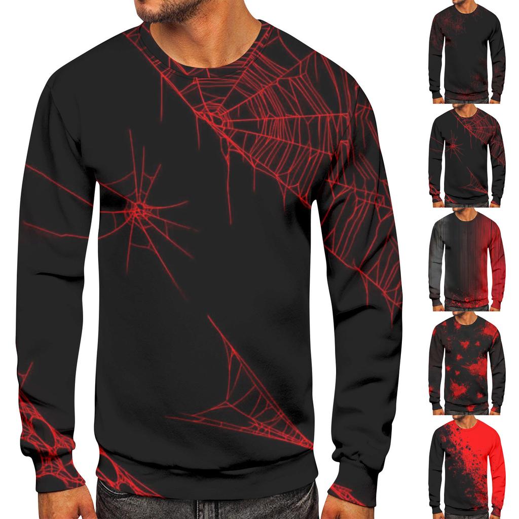 Men's Round Neck Tops Men's Casual Fashion Long Sleeve O Neck Pullover