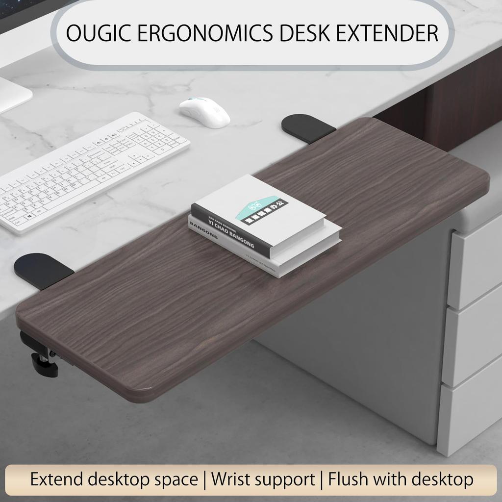 OUGIC Ergonomic Desk Extender Tray X Installation No Drilling Foldable Keyboard Drawer Table Mount Armrest Elbow and Arm Support for Computer 23.6"