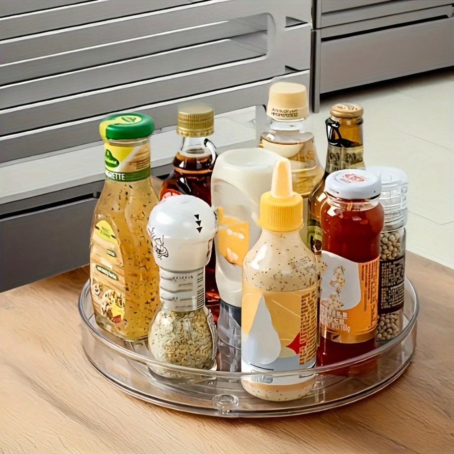 Clear Plastic Rotating Storage Basket, Multi-Purpose Storage Tray for Bathroom, Kitchen Spice Rack, Cosmetic Rack, Storage Shelf