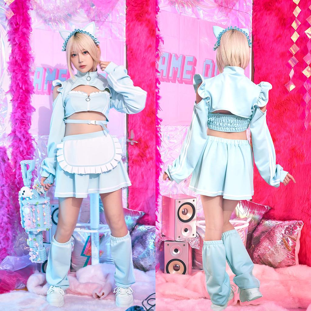 Clearstone SugarWhip Cosplay Halloween Cat Ear Jersey Maid Blue Women's