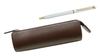 Recycled Cowhide Leather Pen Traditional Standard with Epoxy Rotating Ballpoint Pen Case, Brown, Set, White, T23-LS028C-WD002-W