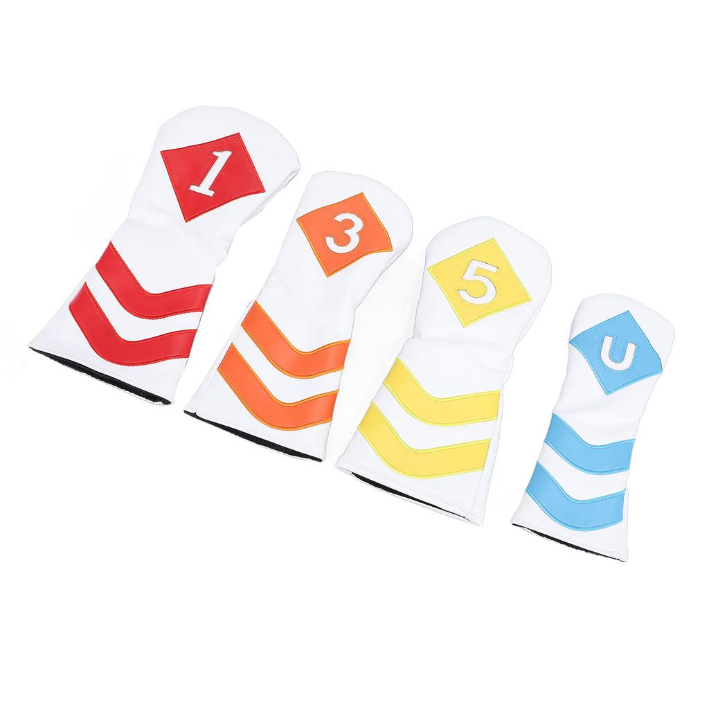 4 Stück Schlägerhauben Fairway Headcovers PU Leder Driver Headcovers Putterhauben Set für Herren