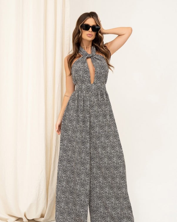 

Принтований комбінезон із широкими брюками ISSA Plus S чорний