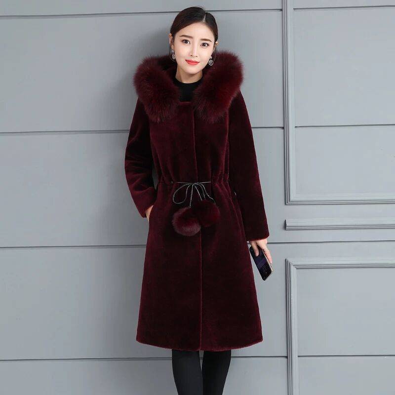 

Imitation mink coat women s medium and long autumn and winter new large size thickened fur hooded coat women s mother outfit medium and old M 80-50 kg