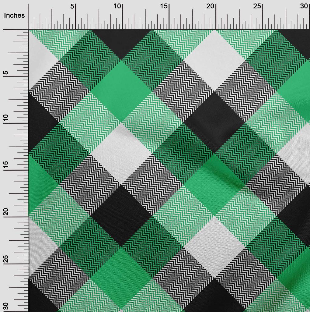 oneOone Cotton Flex Green Fabric Tartan Fabric For Sewing Printed Craft Fabric By The Yard 40 Inch