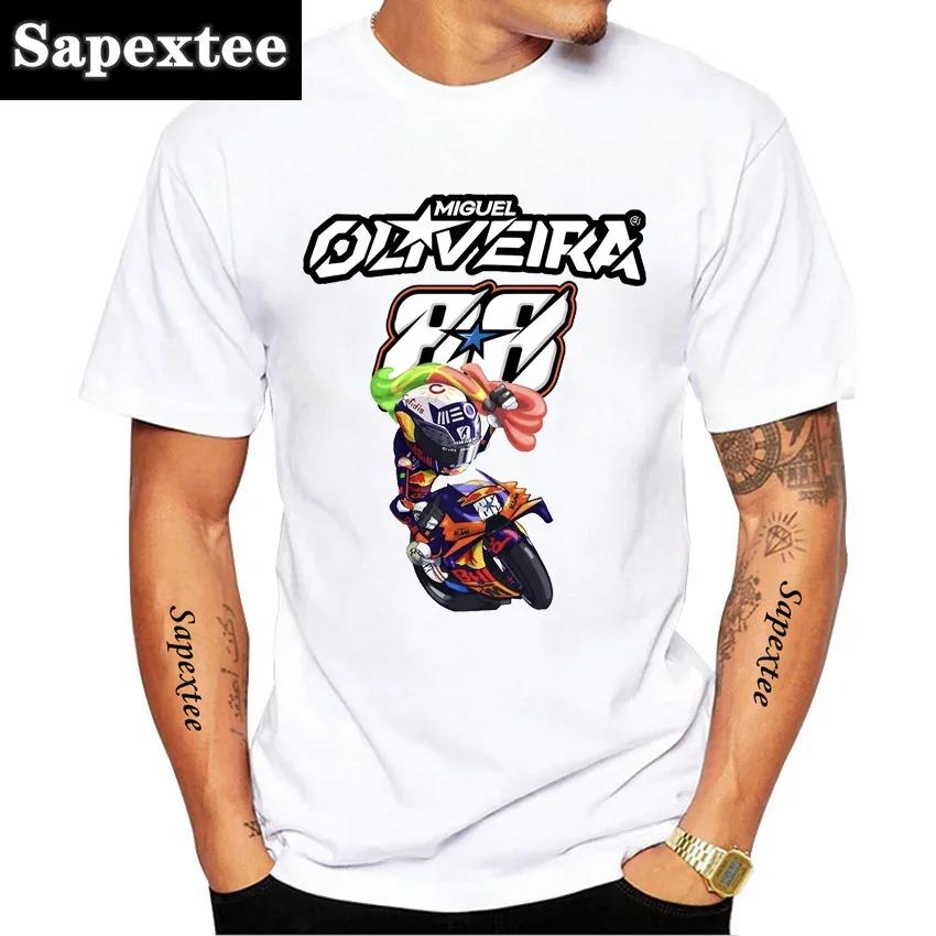 Ny sommar herr kortärmad 2025 Miguel Oliveira 88 Rider T-shirt Moto Sport Pojke Casual T-shirts Motorcykelåkning Vita Toppar