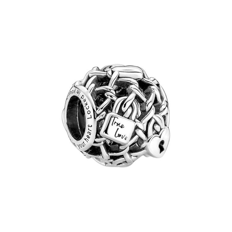 Pandora One Lock Charm Zodiac Couple Temperament Men Charm 790071C00 Silver,F