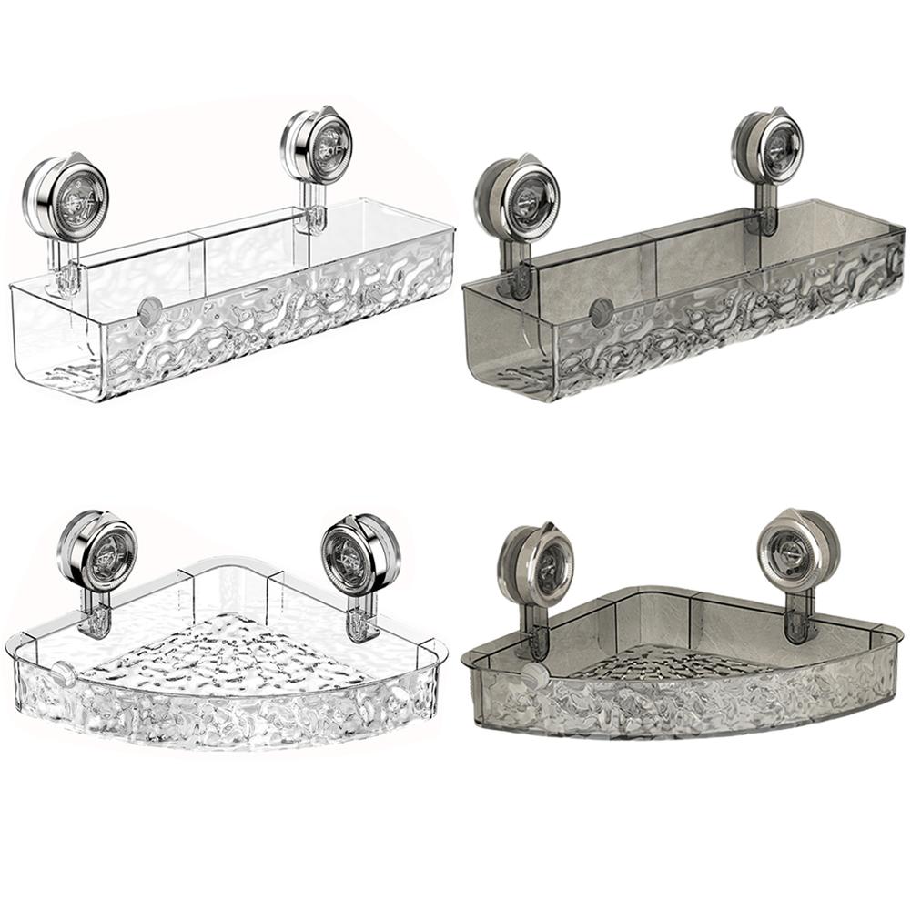 Glacier Pattern Suction Cup Shelf Multifunction Transparent Storage Holder Wall Mounted Strong Sucker Rack for Home Bathroom