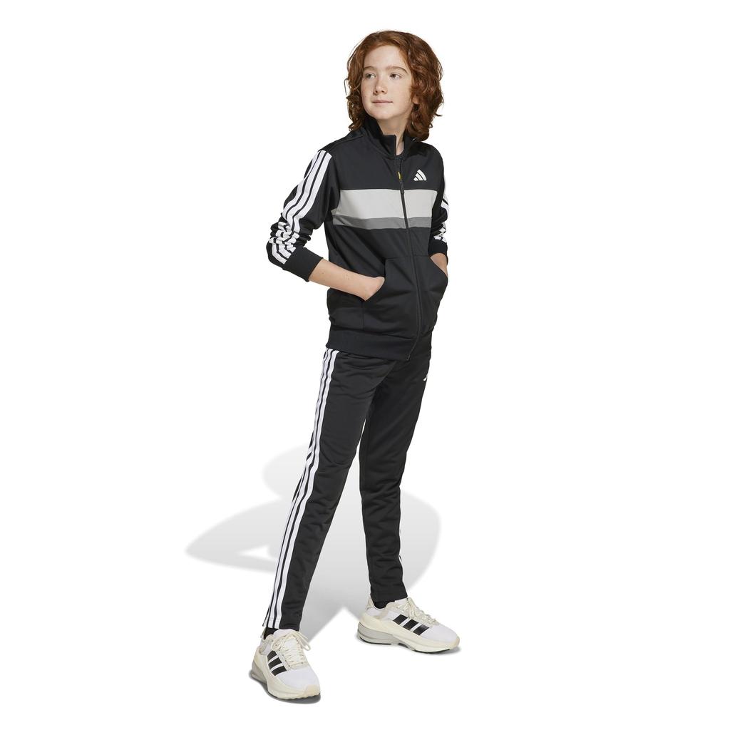 Adidas Tiberio Tracksuit Set and Unisex KQG66 Two 150 Kids' (Top Bottom) - - Top Black/White/Grey Bottom Black/White (JY0509)