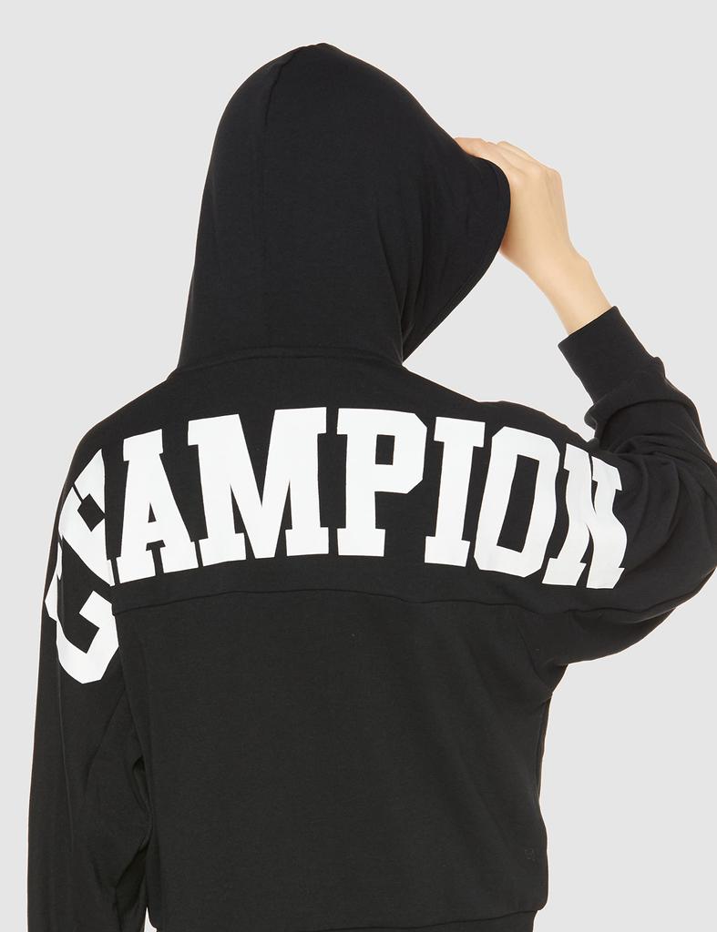 Champion TECH Terry Hooded Long UV Size L Women's WEAVE® Sweatshirt, Sleeve, Stretch, Lightweight, Quick-Drying, Protection, CW-XS101, Black,