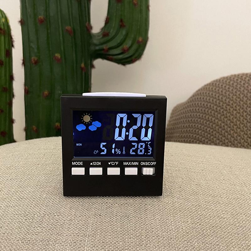 Multi-Functional Weather Station Clock Thermometer Hygrometer Calendar Digital Lcd Display Temperature And Humidity Meter