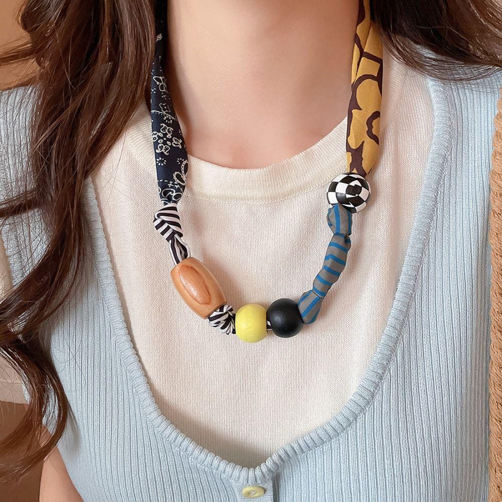 Clavicle Chain Patchwork Cloth Chain Necklace Love Pendant Bohemian Choker Girls