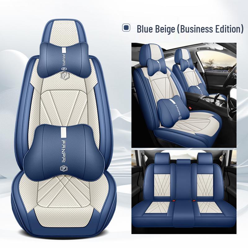 Premium Nappa Leather Car Seat Cushion, Stain-Resistant, Breathable, Full Coverage for All Seasons