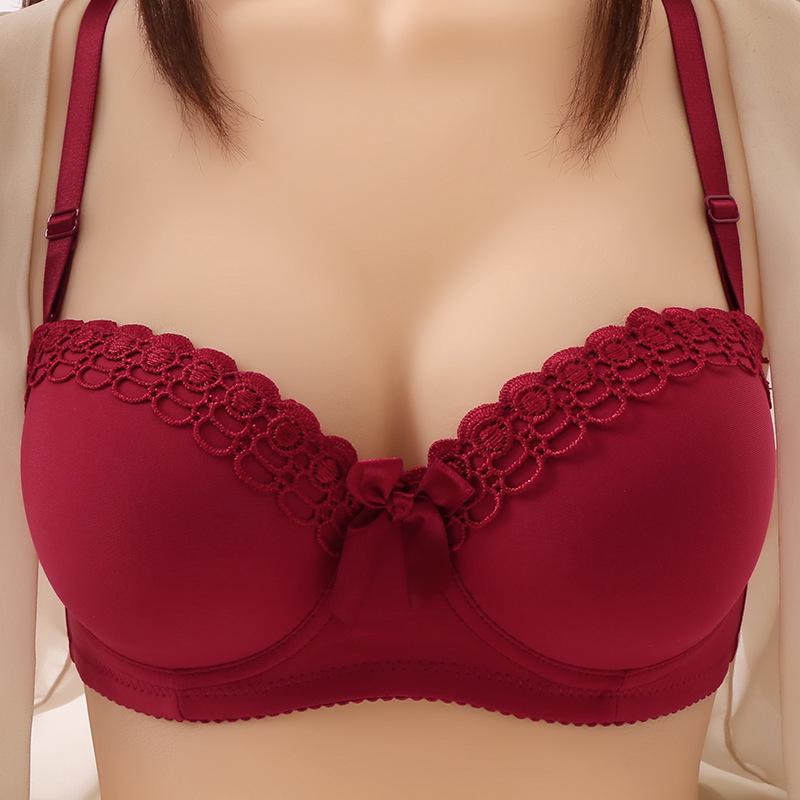 Adjustable Support Plus Size Half Cup Bra with Thin Steel Ring