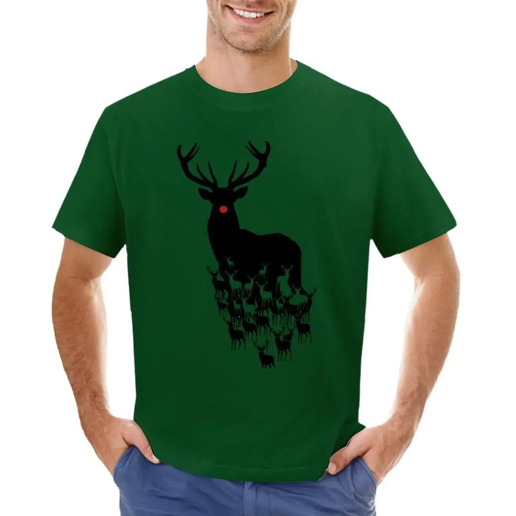 Rudolph the Red Nosed Reindeer Pattern T-shirt Tees Funnys Big and Tall T Shirts for Men