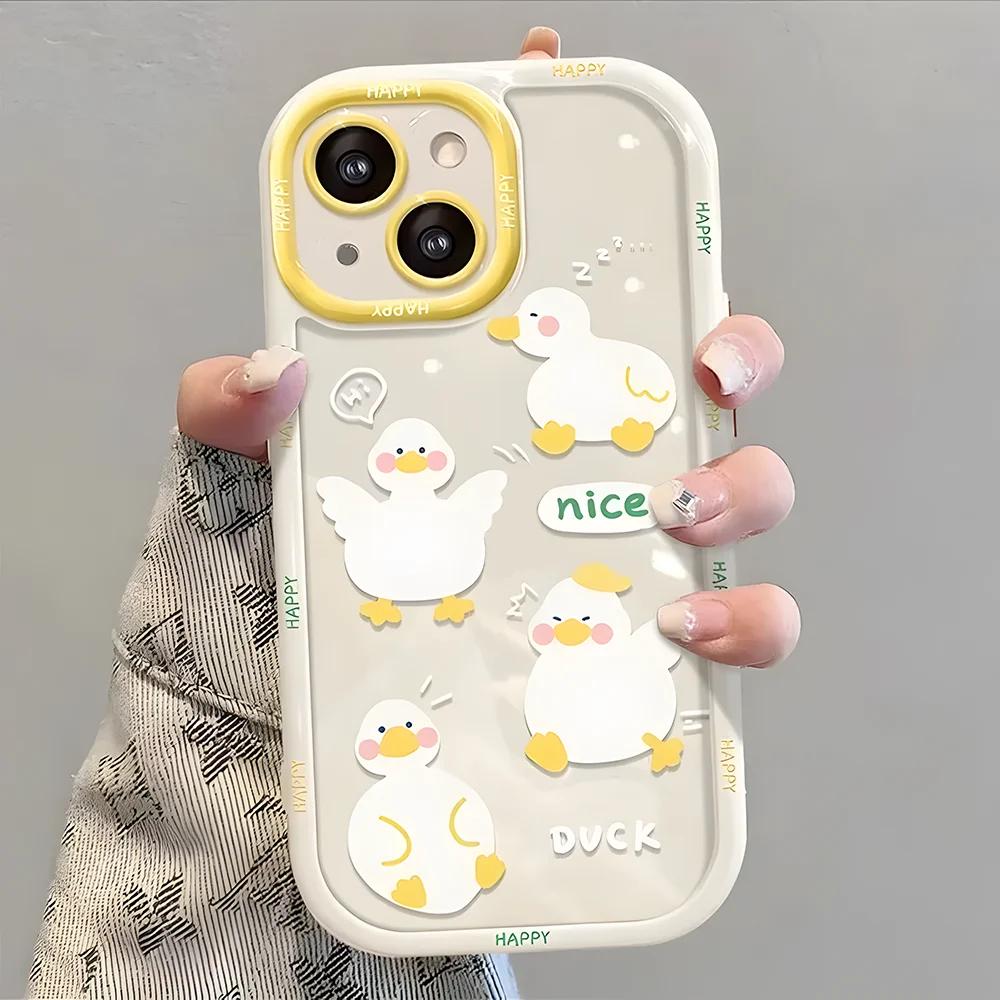 Cute Duck Cat Case For Infinix Hot 50 30i 20 20i 9 Play 10 Lite Note 40 Pro 30 Smart 9 8 7 6 Plus TECNO SPARK 30 10 10C ITEL RS4