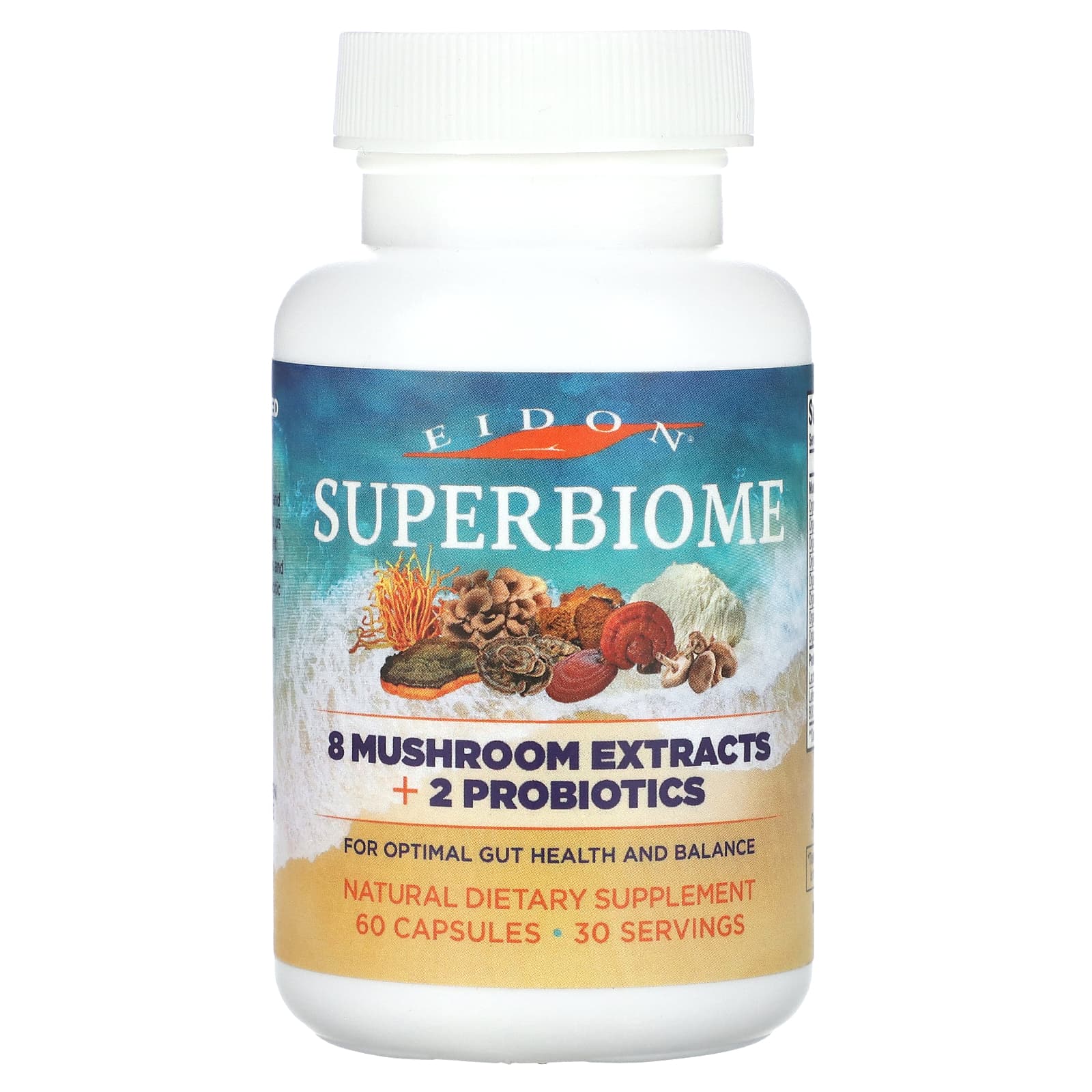 

Superbiome, 8 Mushroom Extracts + 2 Probiotics, 60 Capsules