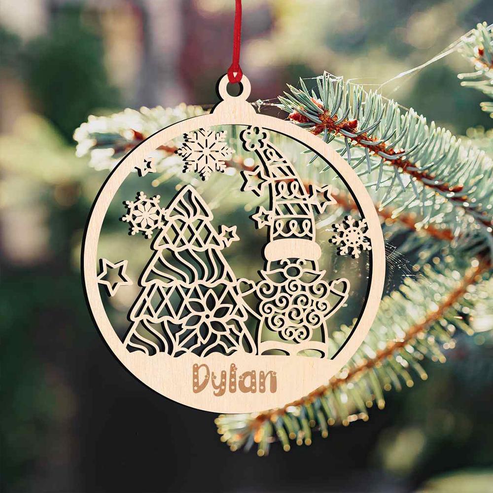1pc Custom Wooden Round Ornament, Adorned with Multiple Star Designs, Suitable for Home and Friends, Christmas Decoration