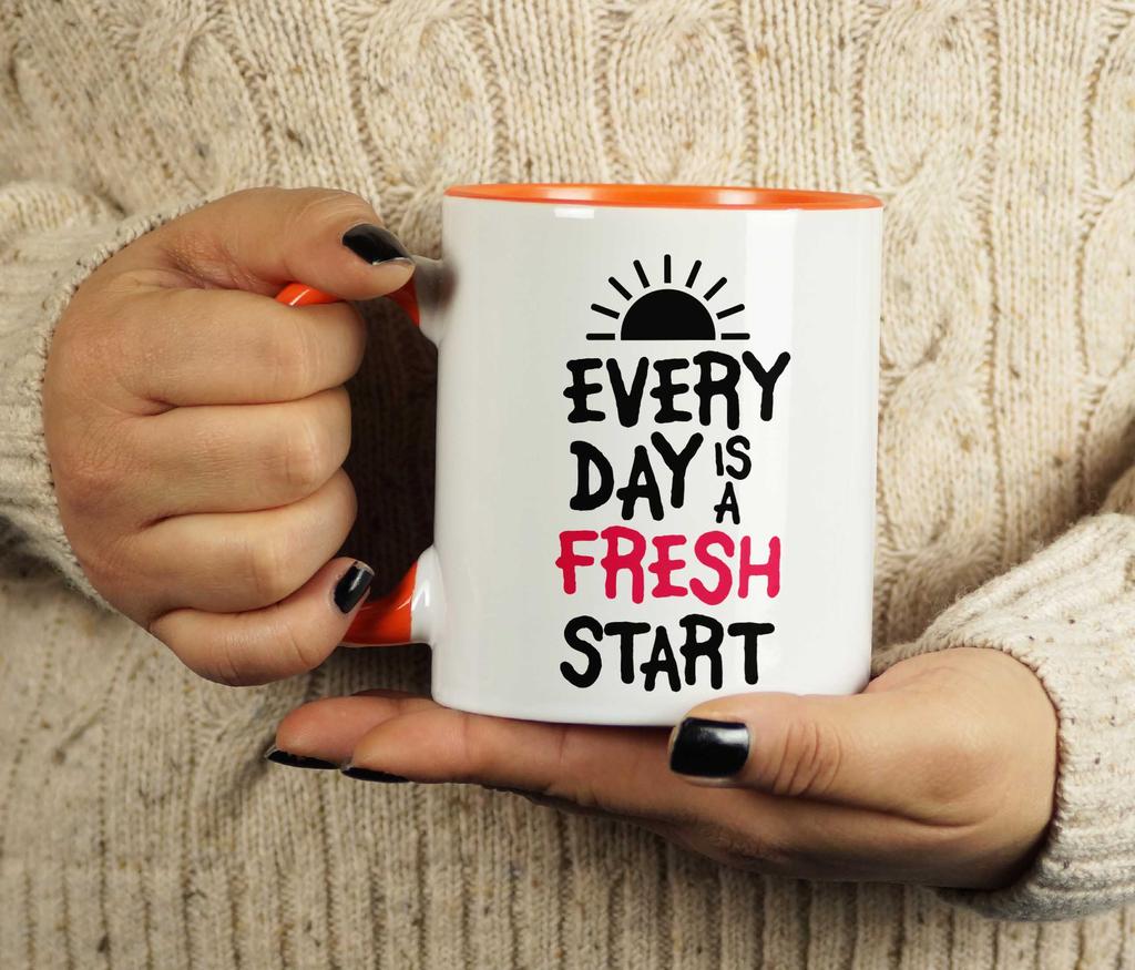 Inkdotpot Every Day Is A Fresh Start 11 Oz Ceramic Coffee Mug Positive Inspirational Quotes Funny Novelty Employee Boss Coworkers