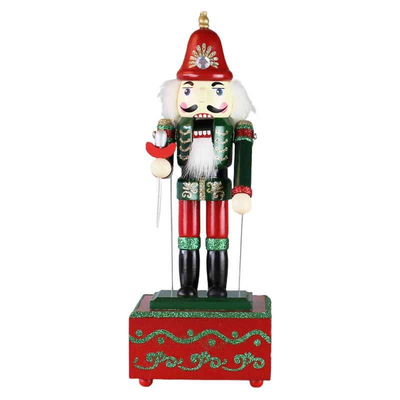 

Christmas Wood Music Box Nutcracker Soldier Ornament Bar Bookshelf Party Gift