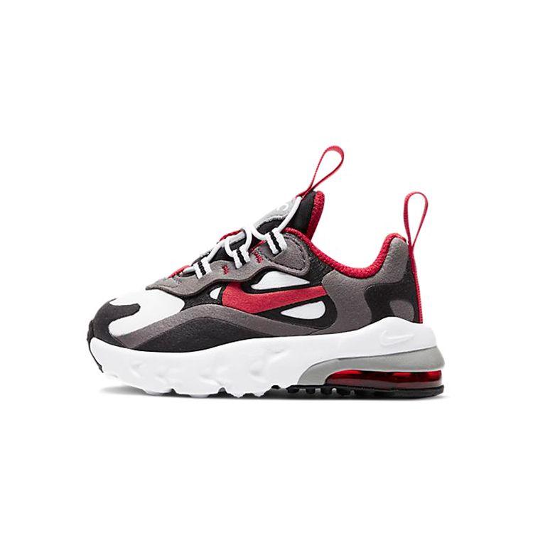 

Nike Air Max 270 React TD University Red Детские кроссовки Серые Железно-серые Черно-белые CD2654-011