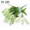 Artificial Flowers Lily of the Valley 7 Branches Fake Plastic Lily Flower Bridal Bouquet Wedding Party Decor Flores Artificiales