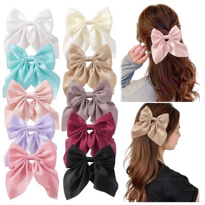 Presilhas de Cabelo Grandes com Laço de Cetim de 4,13'' para Mulheres Meninas Elegantes Grampos Borboleta Acessórios de Cabelo para Rabo de Cavalo