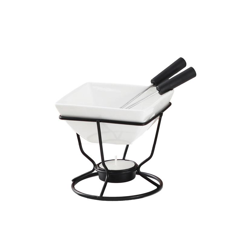 140ML Cheese Chocolate Melting Ceramic Mug European Candle Cup Heating Food Ceramic Mug with Fork Creative Coffee Mug Tableware